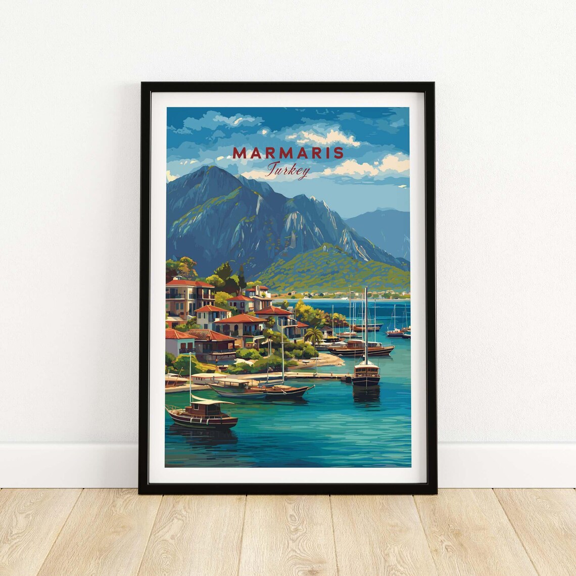 Marmaris Turkey Marina Sailboats Daytime Mountain View Poster
