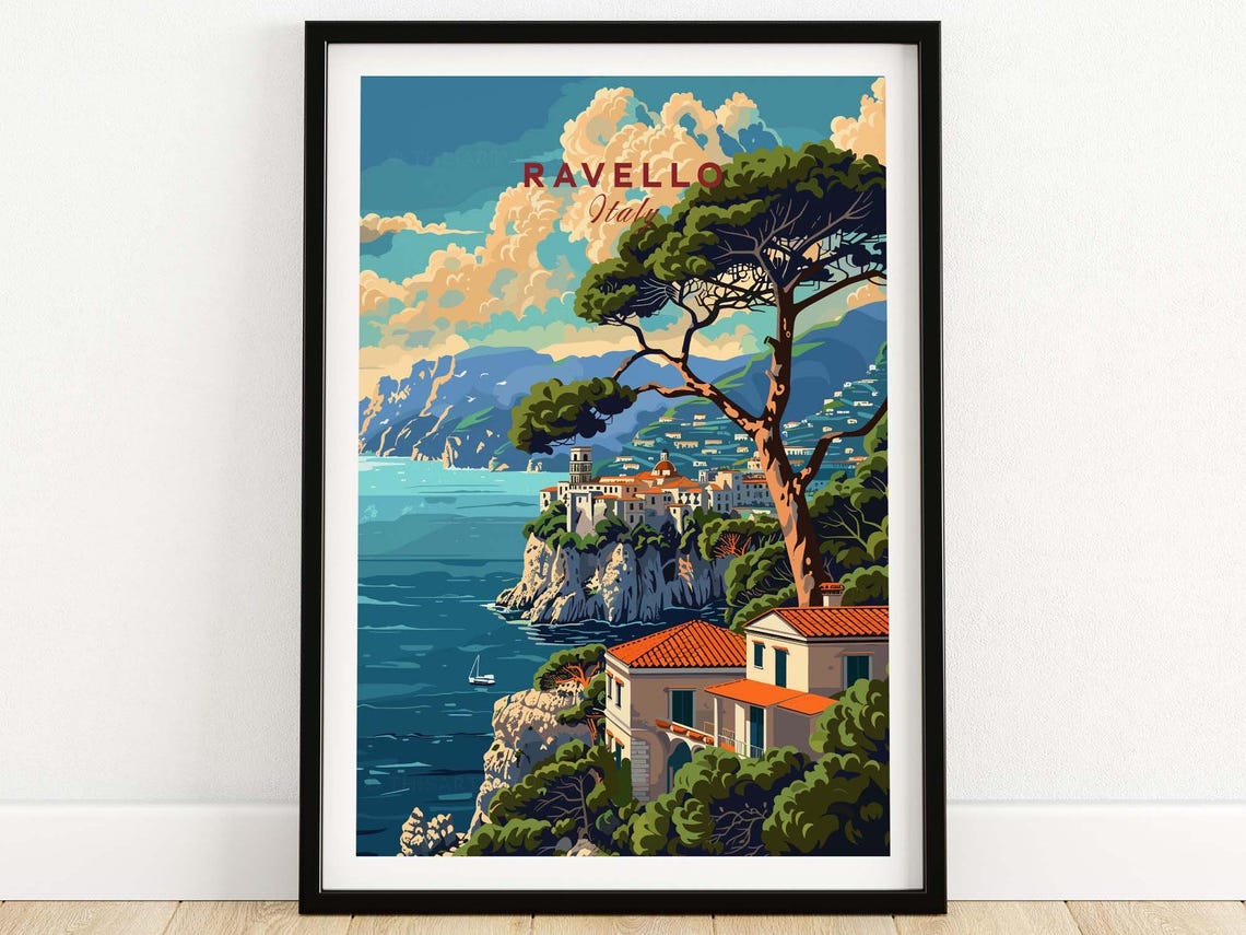 Ravello Italy Umbrella Pine Villa Cliffs Amalfi Coast Poster