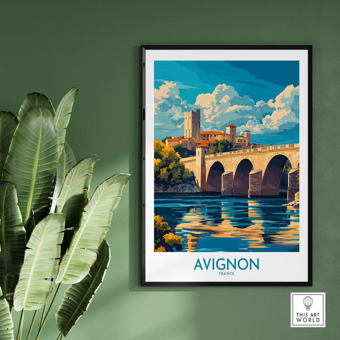 Avignon France Stone Bridge River Palace Historic Travel Poster - Image 2
