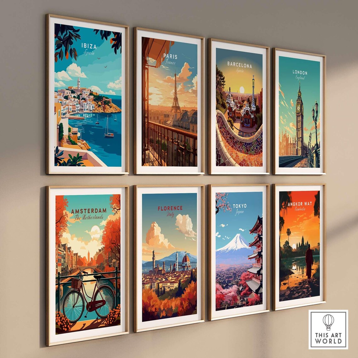 Ibiza Spain Old Town Hilltop Harbor Sailboats Turquoise Sea Poster - Image 3