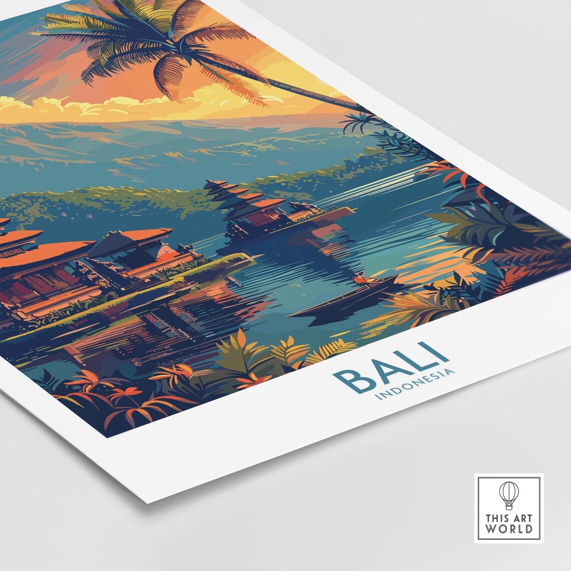 Bali Sunset Travel Poster, Indonesia Wall Art - Image 4