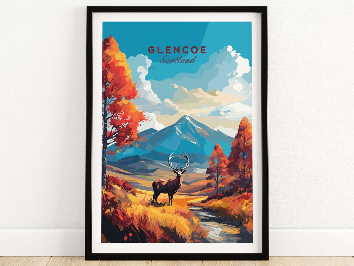 Glencoe Travel Poster, Scenic Place Wall Art Print
