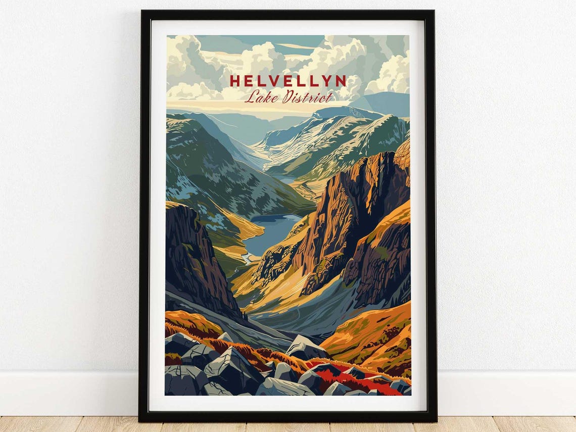 Helvellyn Wall Art Lake District Print Travel Poster Home Decor Artwork Gift Illustration Lover