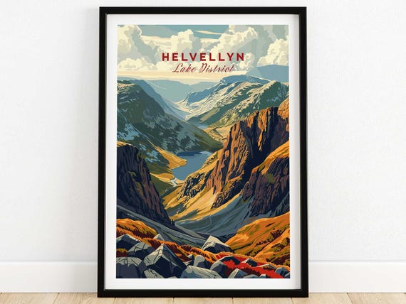 Helvellyn Wall Art Lake District Print Travel Poster Home Decor Artwork Gift Illustration Lover