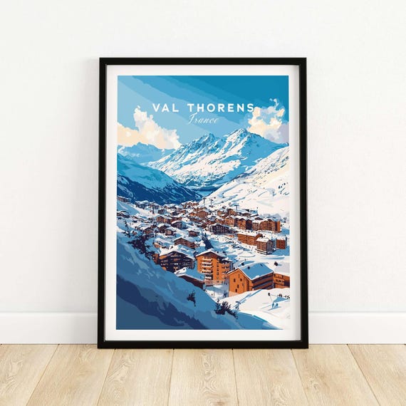 French Alps Ski Village Poster Cosy Val Thorens Scene