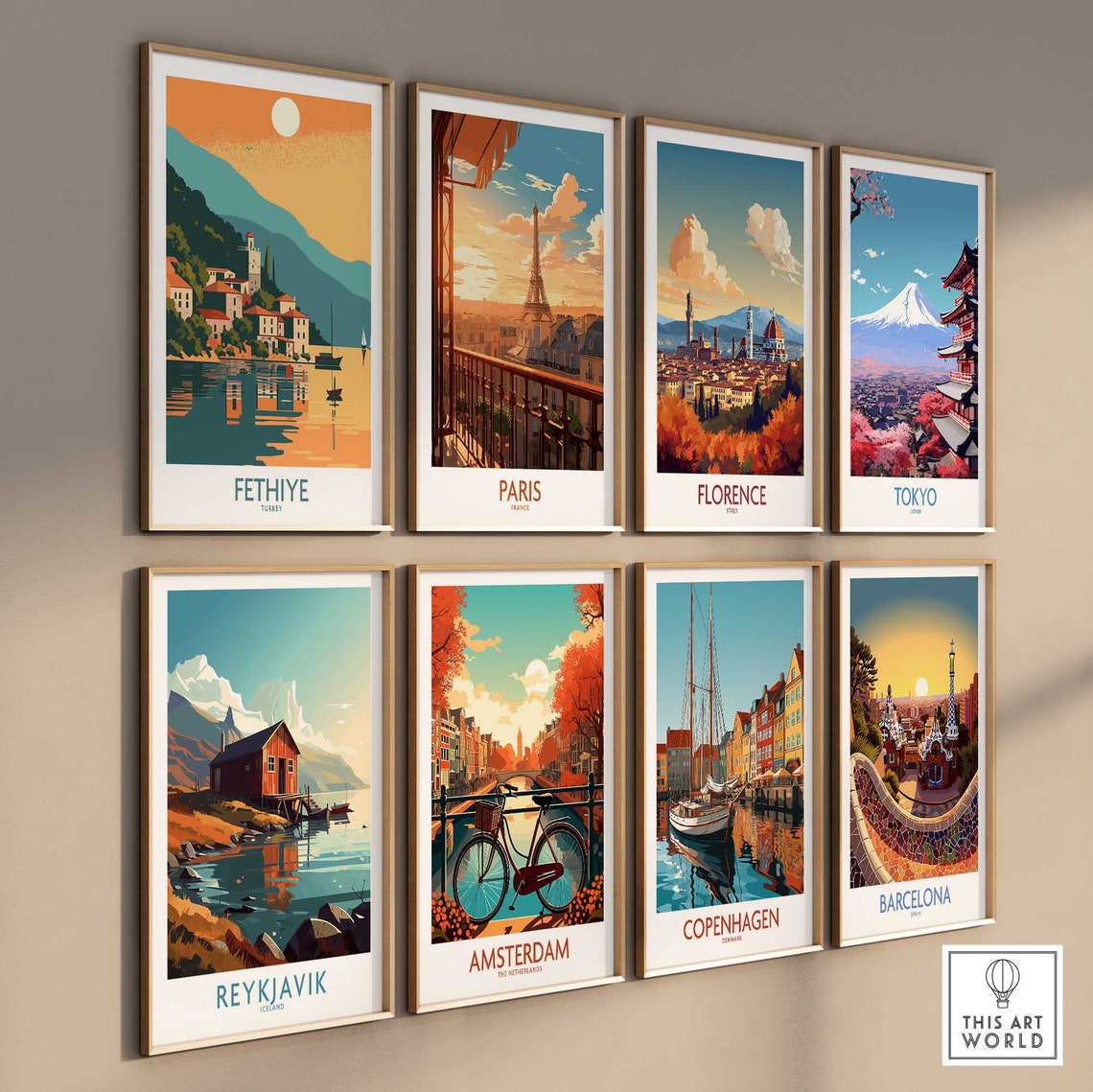Fethiye Turkey Golden Sunset Harbor Waterfront Reflection Poster - Image 3