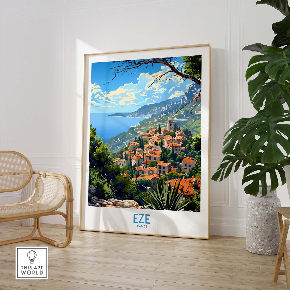 Eze Wall Art Print France Travel Poster Eze Artwork Poster Gift French Riviera Home Decor Illustration Art Lover France Print Cte Dazur - Image 2