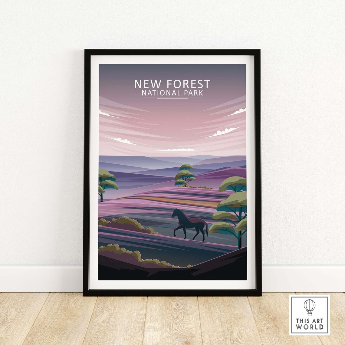 New Forest Travel Poster, English Countryside Print