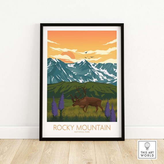 Rocky Mountain National Park Elk Vintage Travel Poster Wildlife