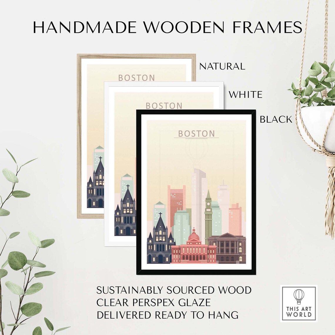 Boston Skyline Poster, Boston Cityscape Art Print - Image 2
