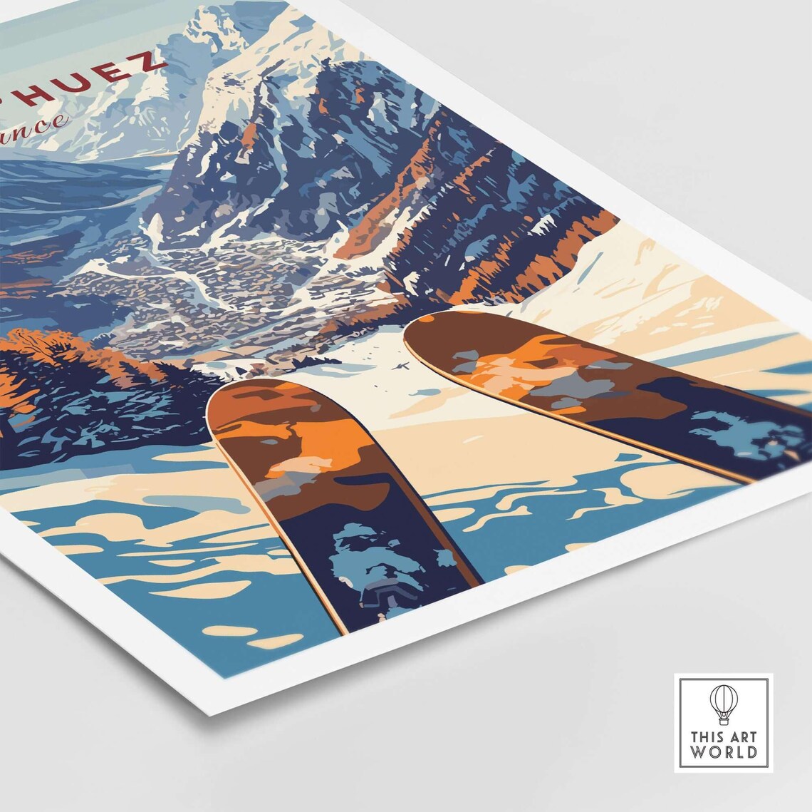 Alpe Dhuez Ski Print, French Mountain Adventure - Image 5