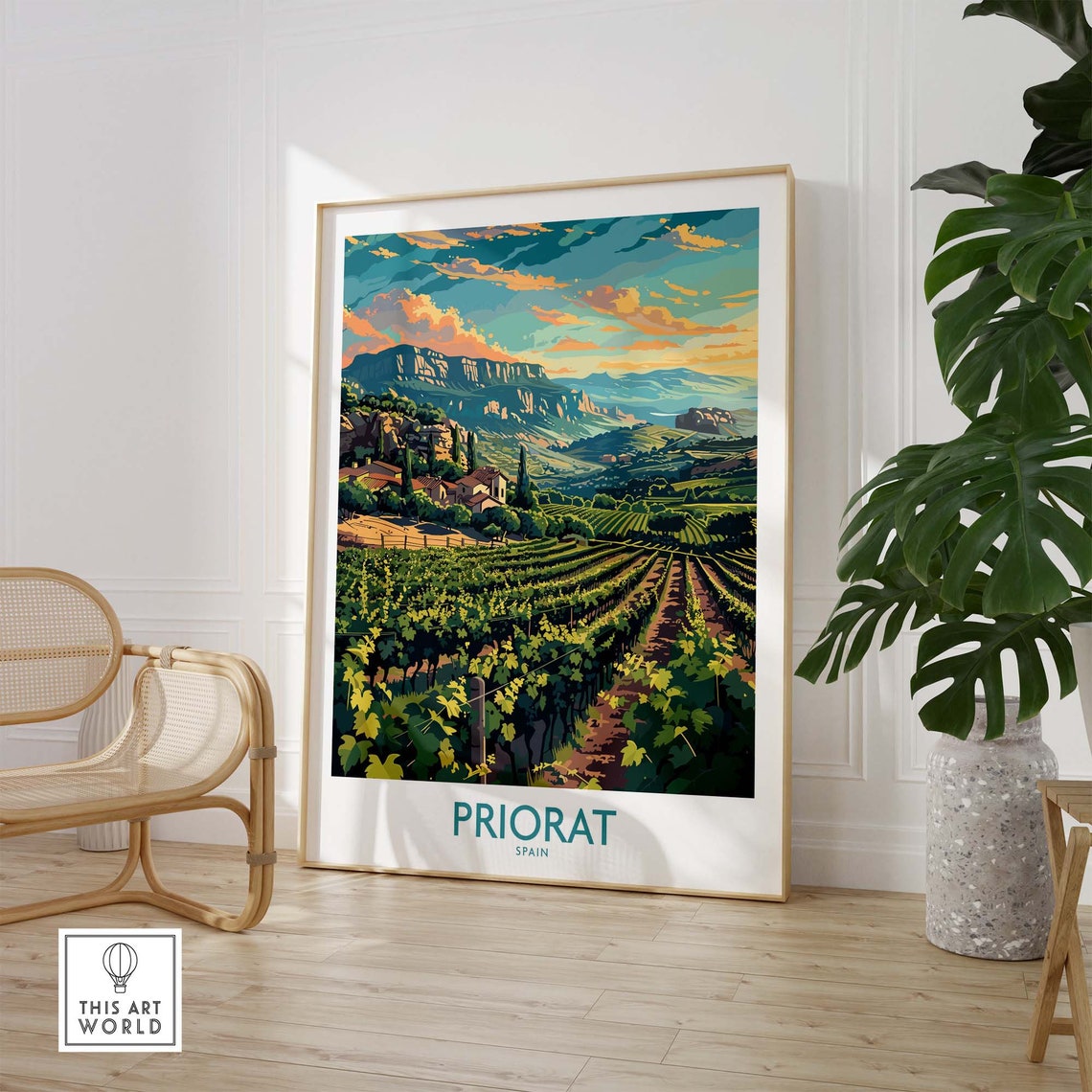 Priorat Spain Lush Vineyard Valley Panoramic Sunset Scenic Poster - Image 2