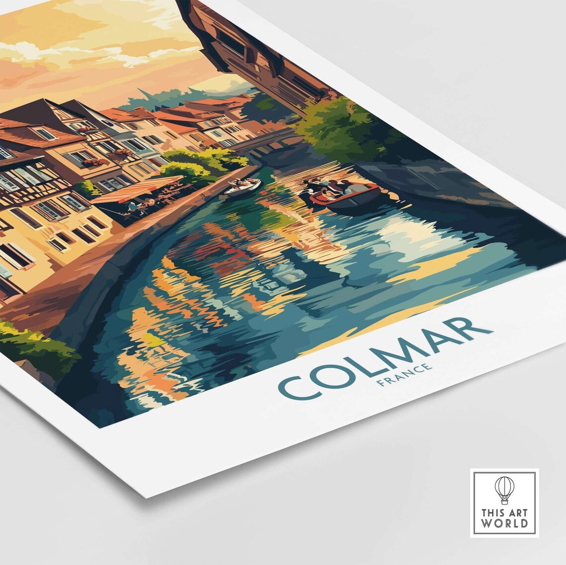 Colmar France Half Timbered Canal Houses Sunset Travel Poster - Image 4