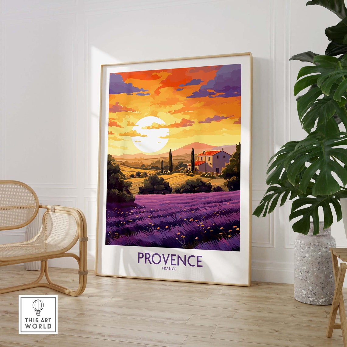 Provence France Lavender Fields Sunset Farmhouse Glow Poster - Image 2