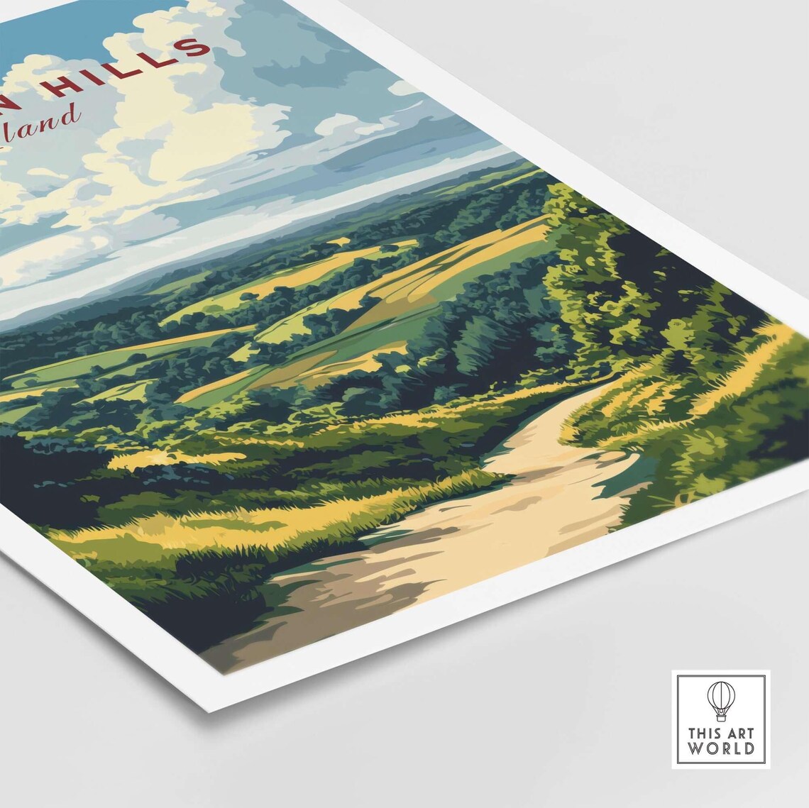 Chiltern Hills England Green Valley Path Vintage Travel Poster - Image 4