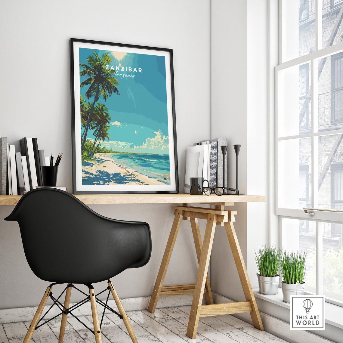 Tropical Zanzibar Tanzania Palm Beach Turquoise Sea Sun Poster - Image 4