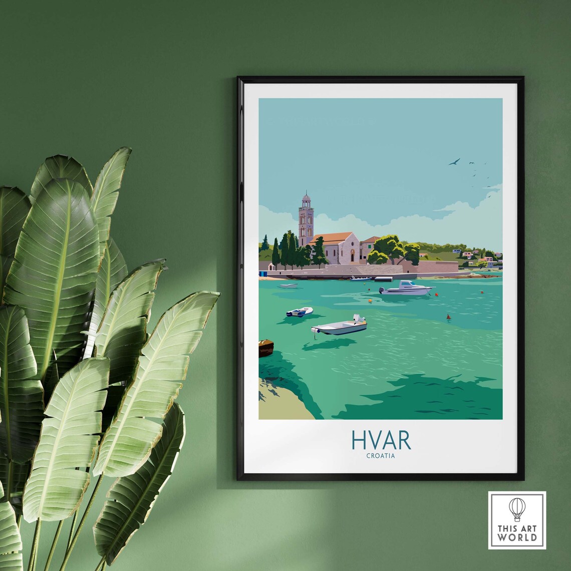 Hvar Croatia Travel Poster, Dalmatian Coast Art Print - Image 3