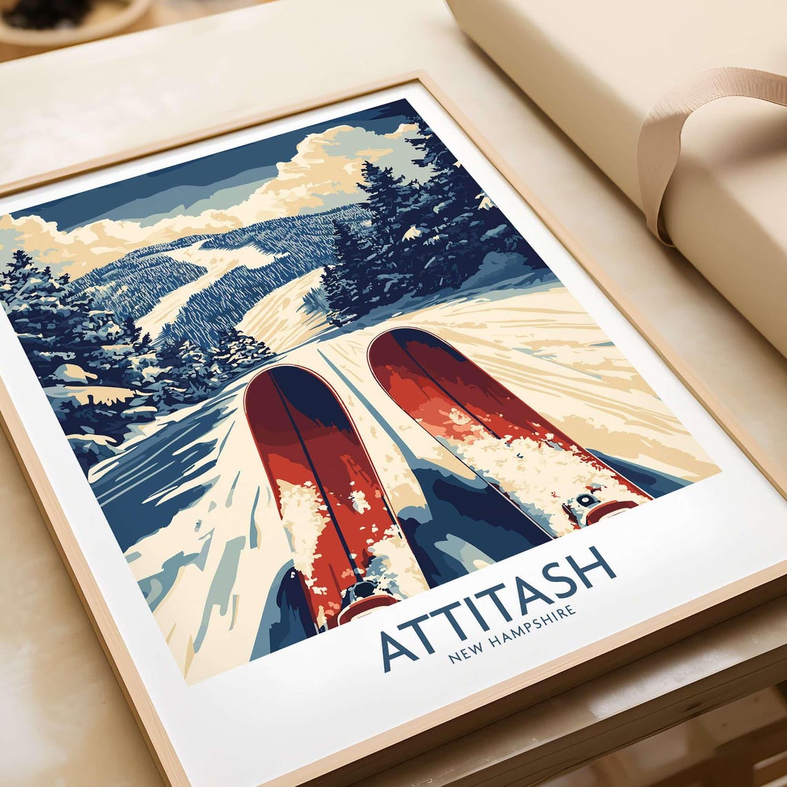 Attitash Ski Poster, New Hampshire Skiing Gift