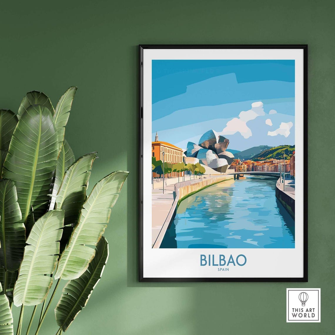 Bilbao Spain Guggenheim Museum River Promenade Vintage Travel Poster - Image 2