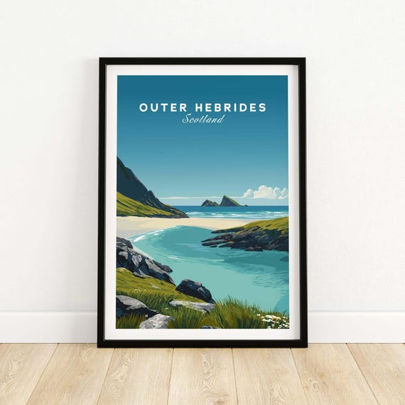 Outer Hebrides Travel Poster, Coastal Scotland Decor