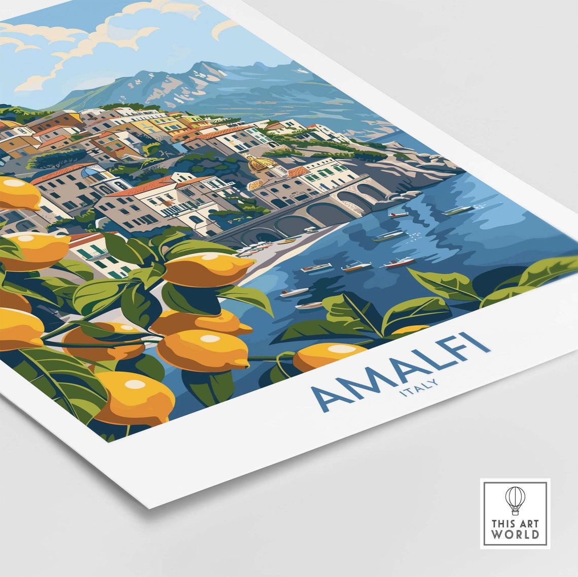 Amalfi Italy Coastal Town Lemon Grove Seaside Harbor Travel Poster - Image 4