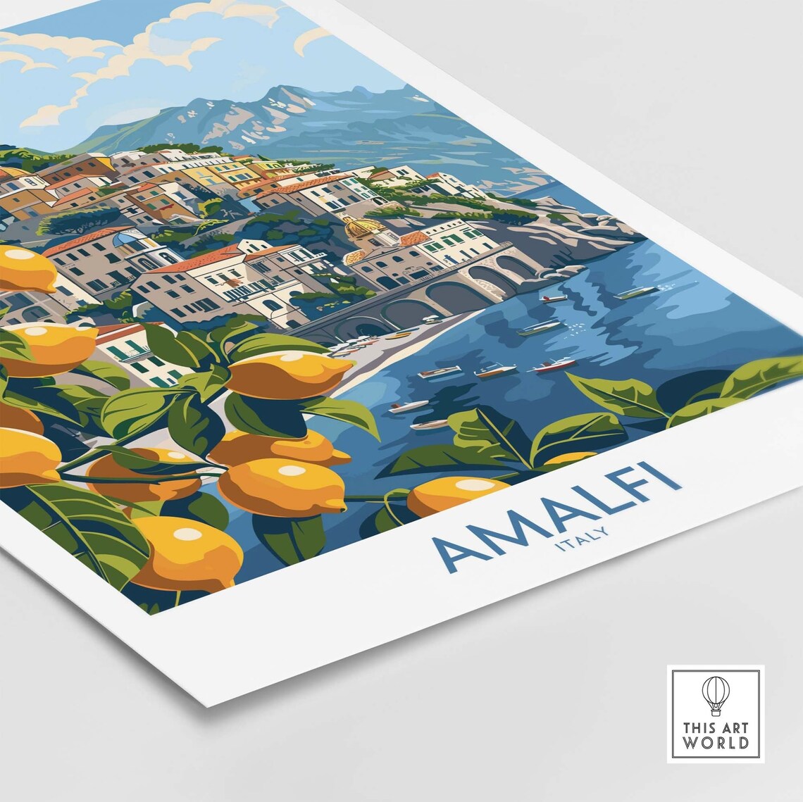 Amalfi Poster Italy Italy Travel Poster Amalfi Artwork Poster Gift Italy Home Decor Amalfi Illustration Art Lover Italy Print - Image 4