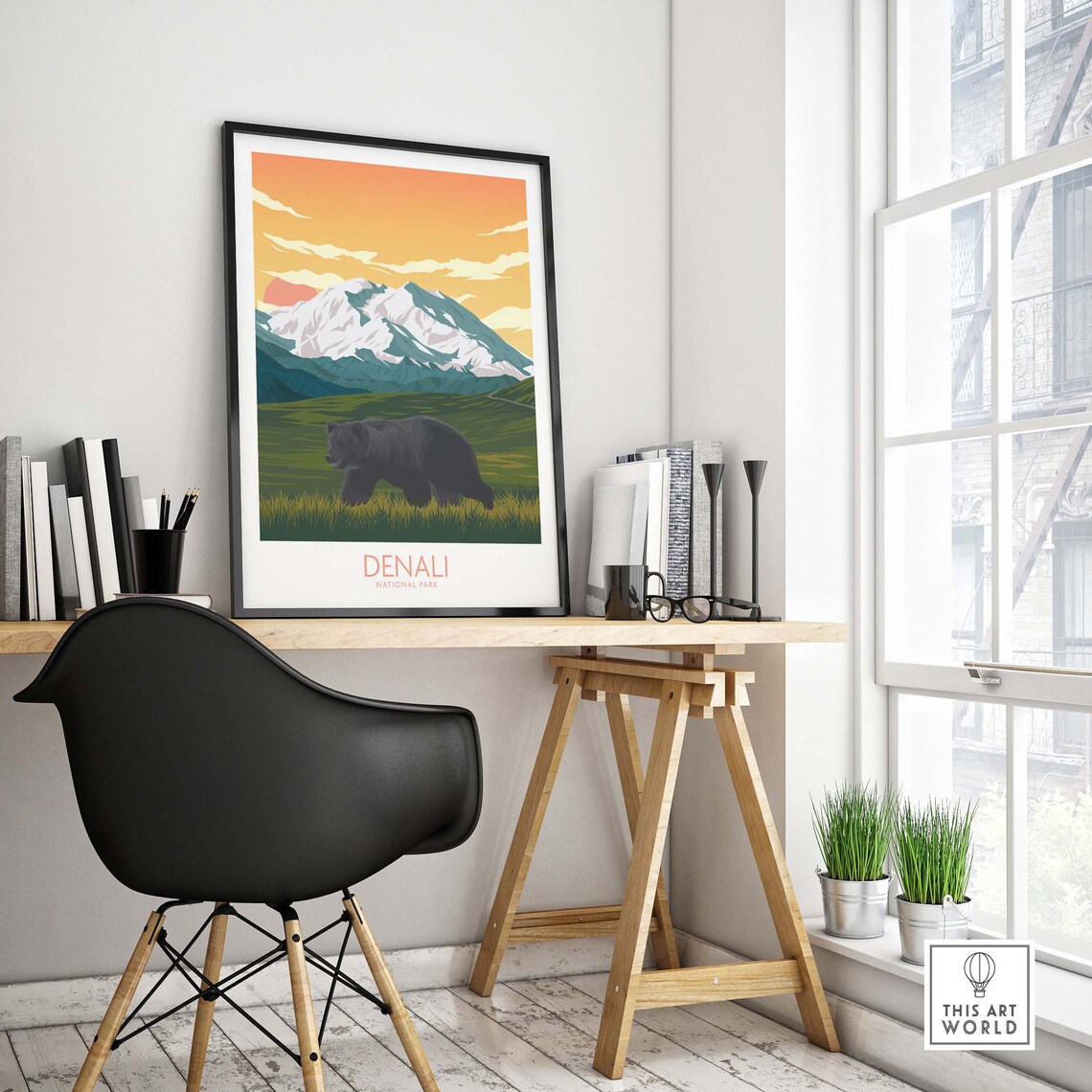 Denali National Park Alaska Grizzly Bear Vintage Travel Poster - Image 4