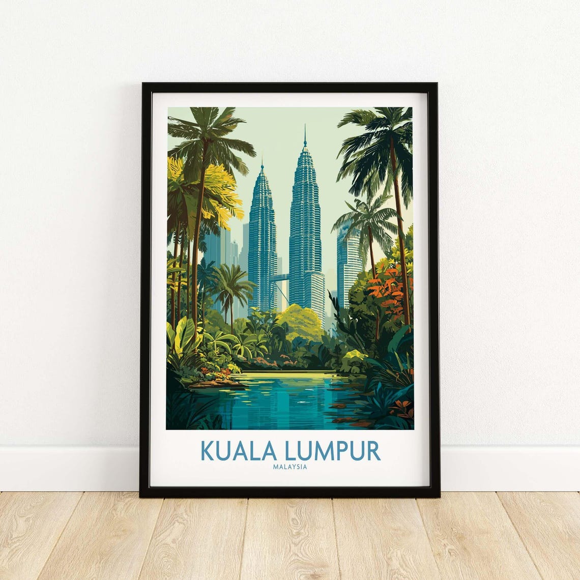 Kuala Lumpur Malaysia KLCC Park Petronas Twin Towers Travel Poster