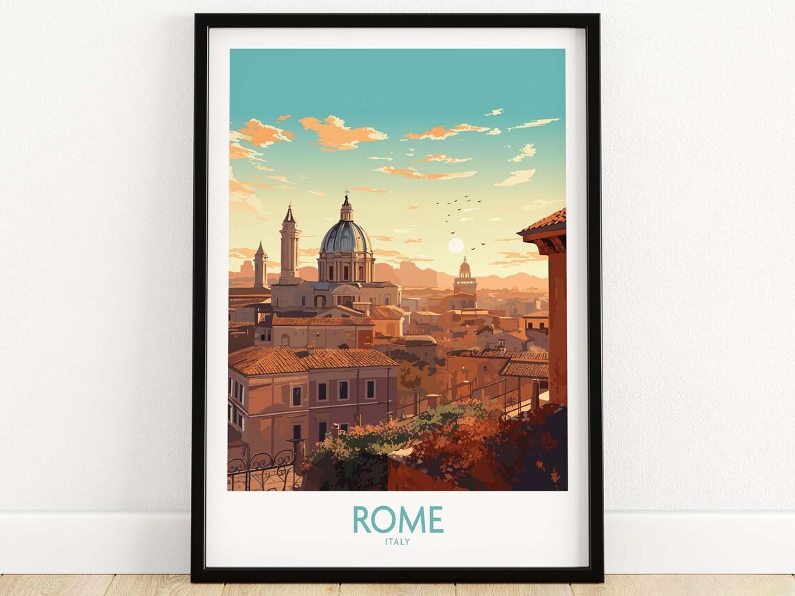 Rome Italy Travel Poster, Art Print for Europe