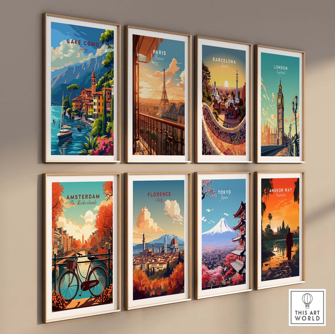 Lake Como Italy Harbor Sailboats Lakeside Town Sunset Poster - Image 3