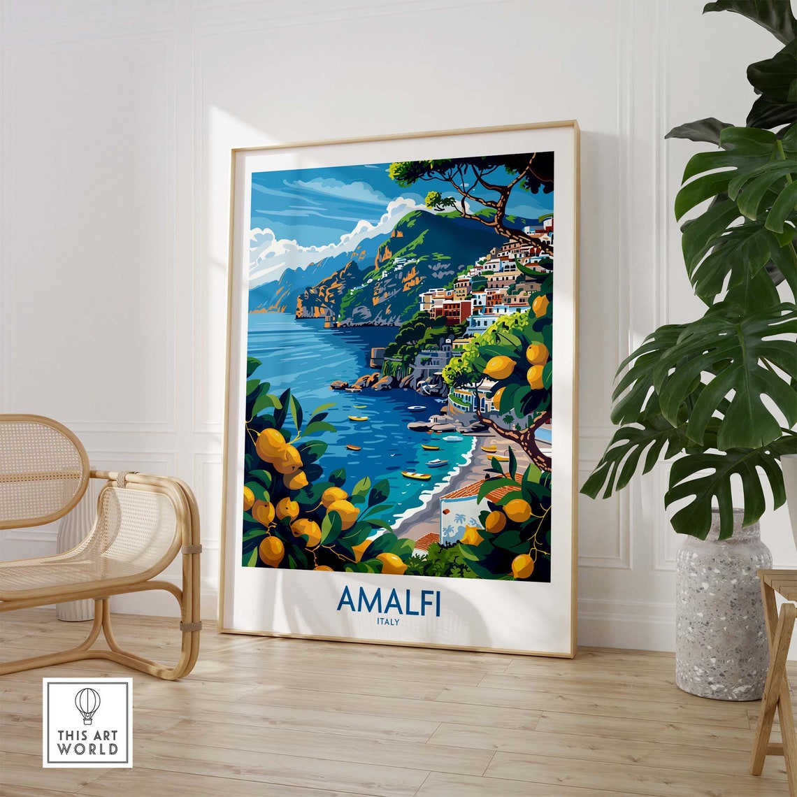 Amalfi Italy Lemon Trees Cliffside Town Boats Beach Cove Poster - Image 2
