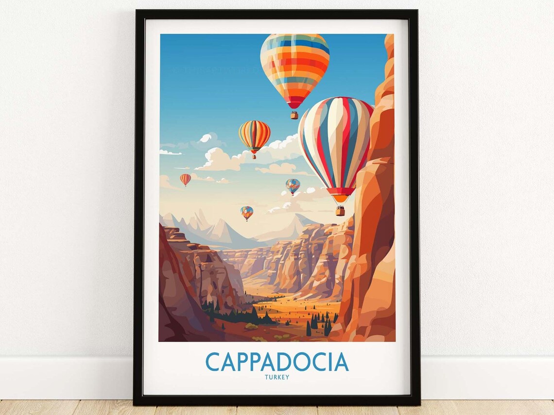 Cappadocia Turkey Travel Poster, Art Print