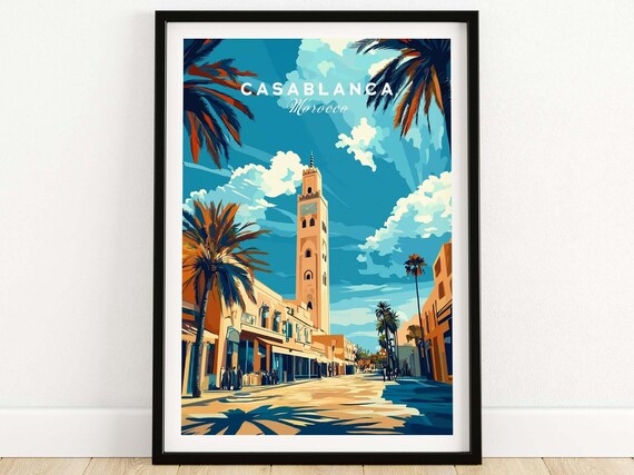 Casablanca Print Casablanca Travel Print Wall Art Casablanca Wall Hanging Home Decor Casablanca Gift Art Lovers Morocco Wall Art Print