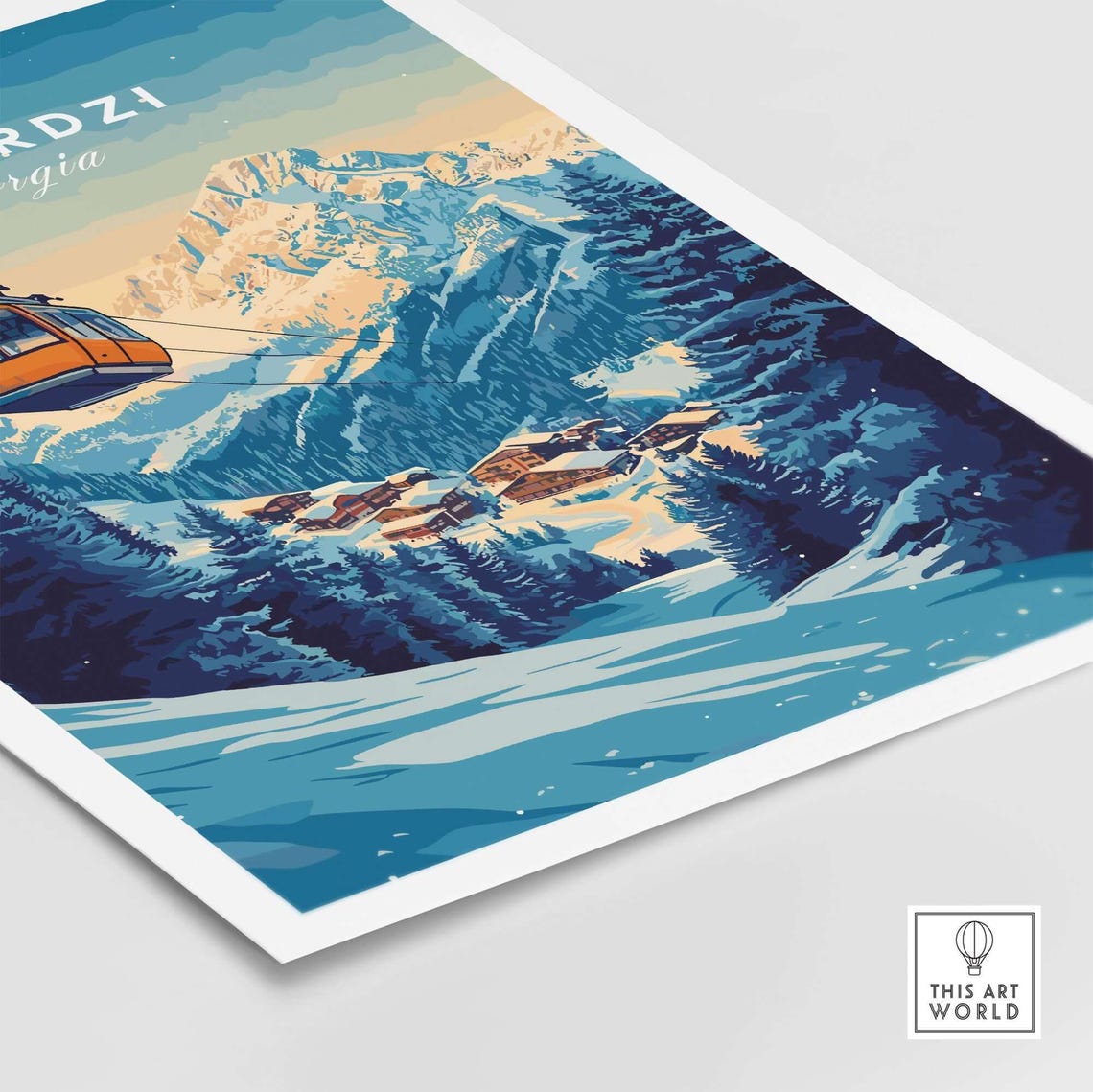 Goderdzi Ski Art Print, Ski Lodge Decor - Image 5