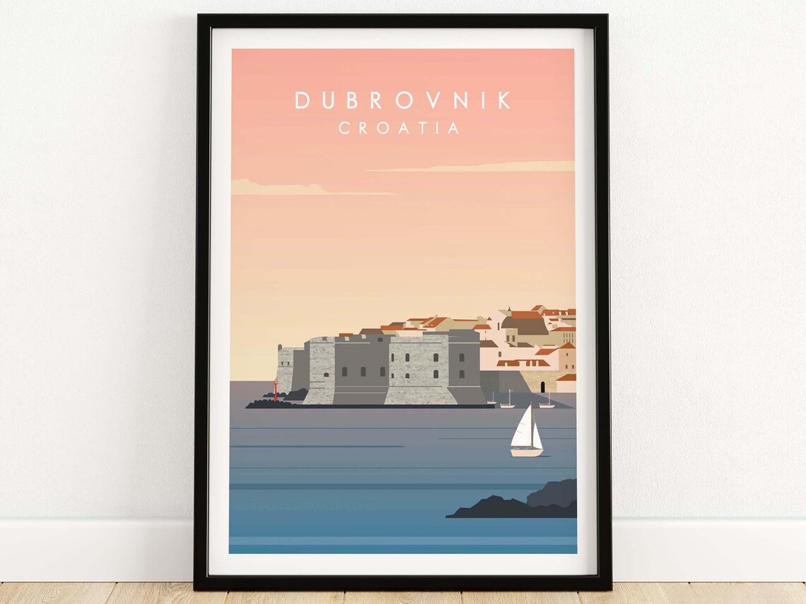 Dubrovnik Croatia Travel Poster, Fine Art Print