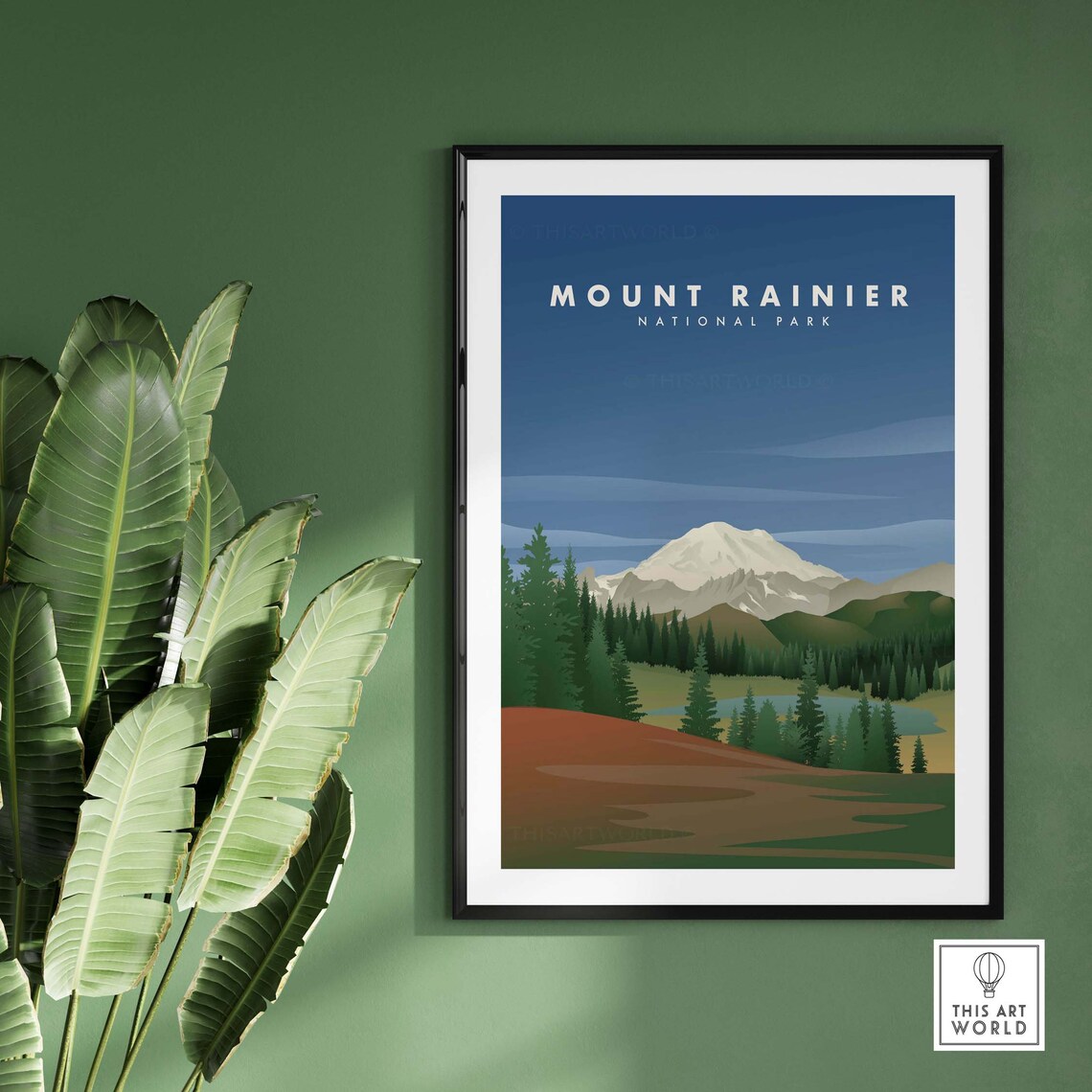 Mount Rainier National Park Art Print, Travel Poster - Image 2
