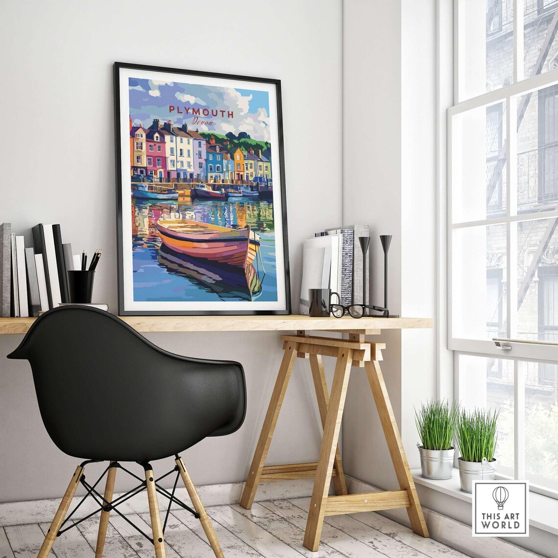 Plymouth Harbour Travel Poster, Devon Office Decor - Image 4