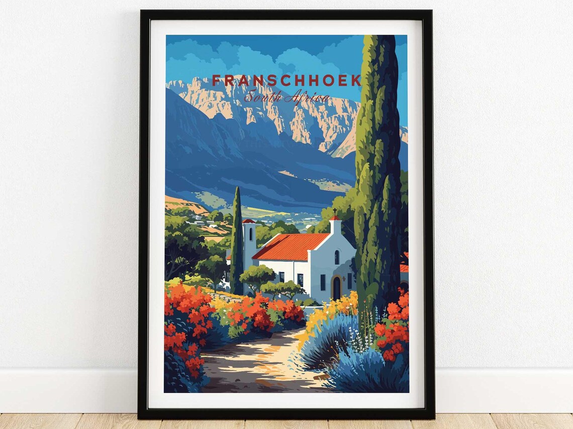 Franschhoek South Africa Cape Winelands Church Travel Poster