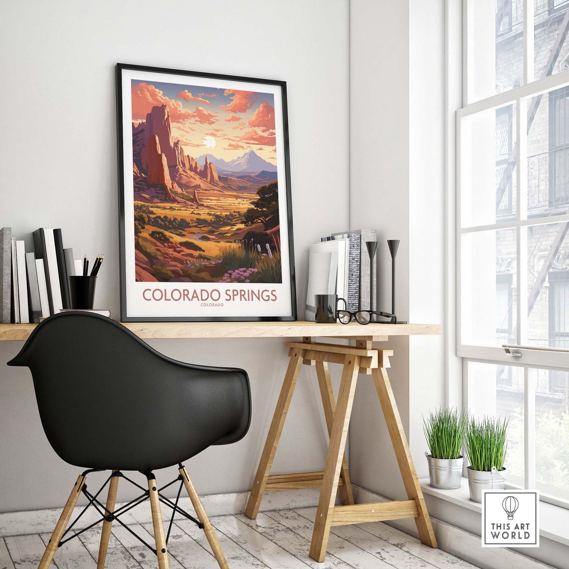Colorado Springs Colorado Red Rock Spires Sunset Desert Art Poster - Image 4