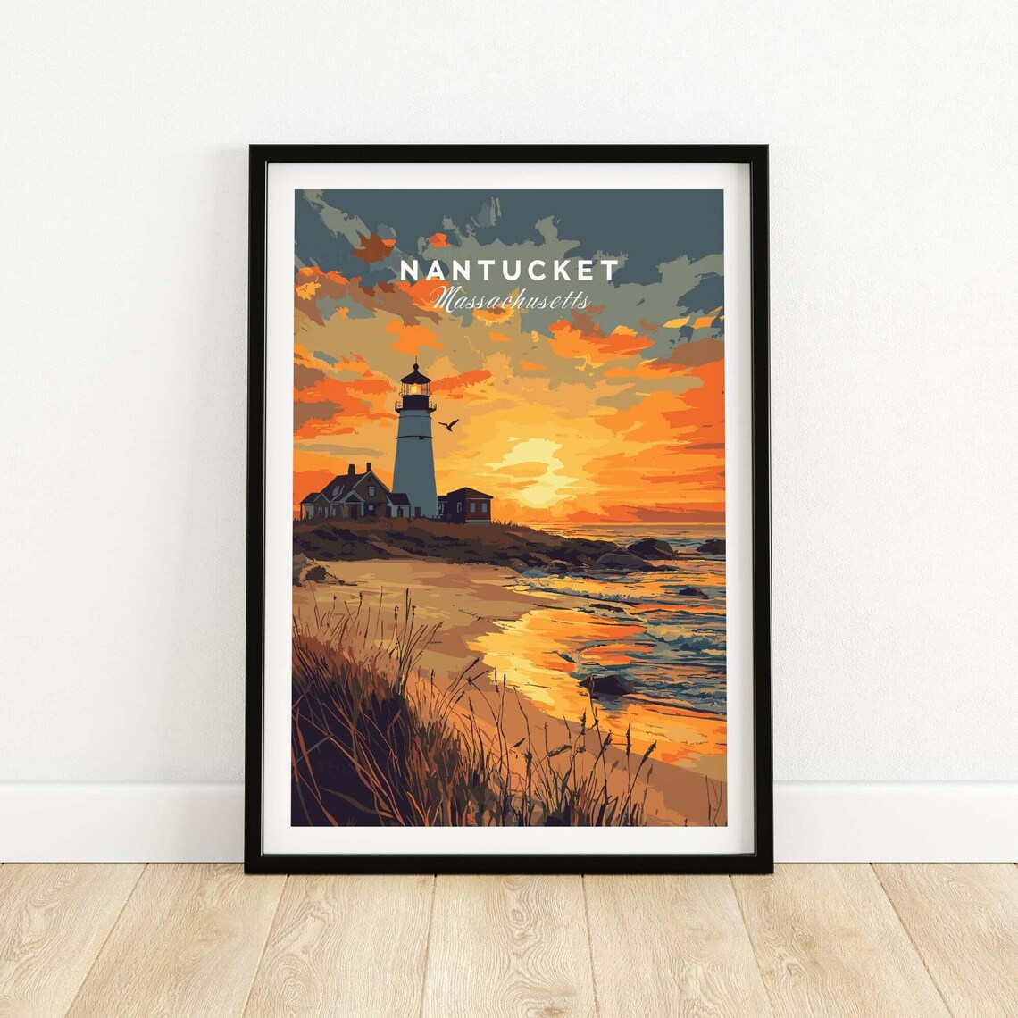 Nantucket Beach Lighthouse, Coastal Scenery Poster
