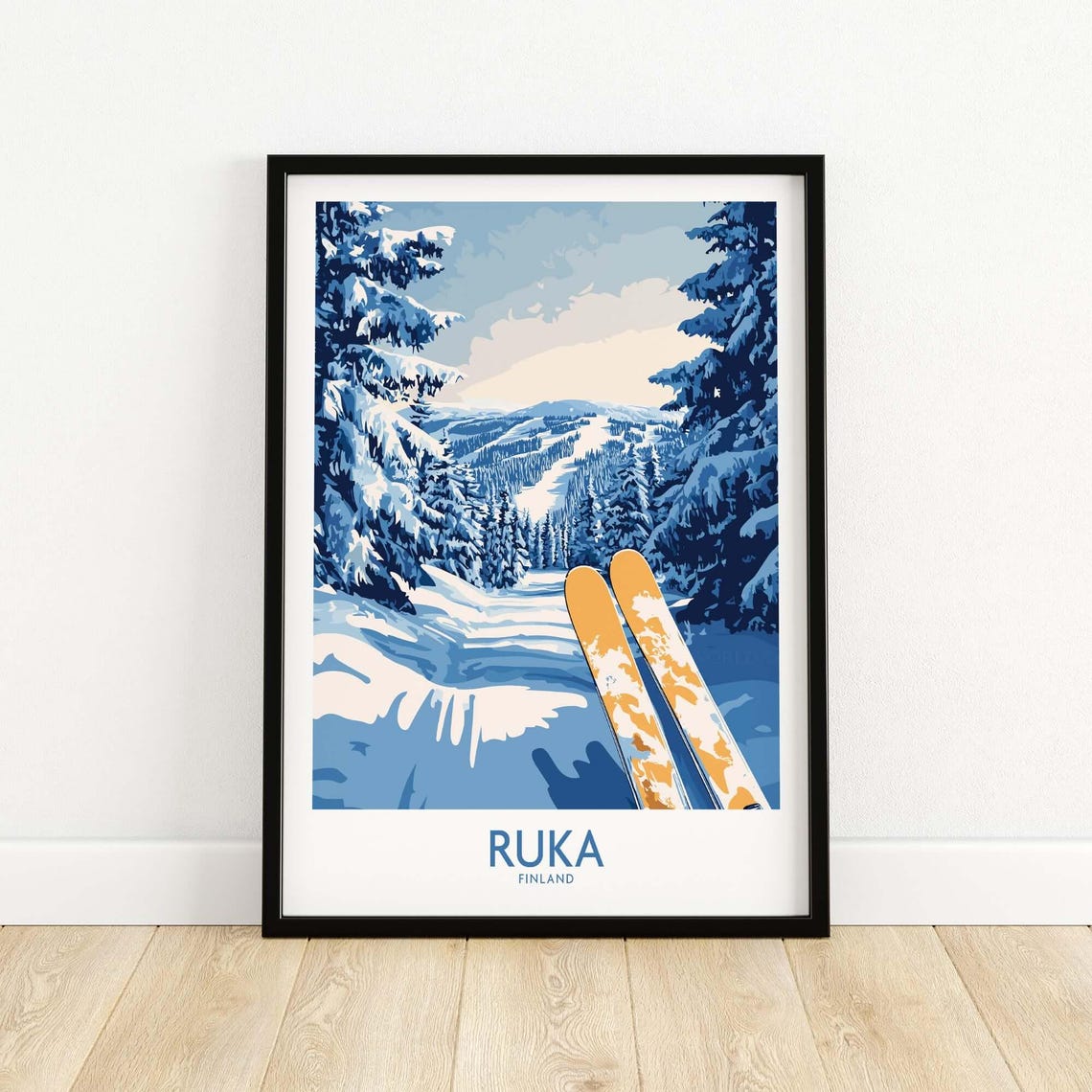 Ruka Ski Art Print, Finland Ski Lodge Decor - Image 5