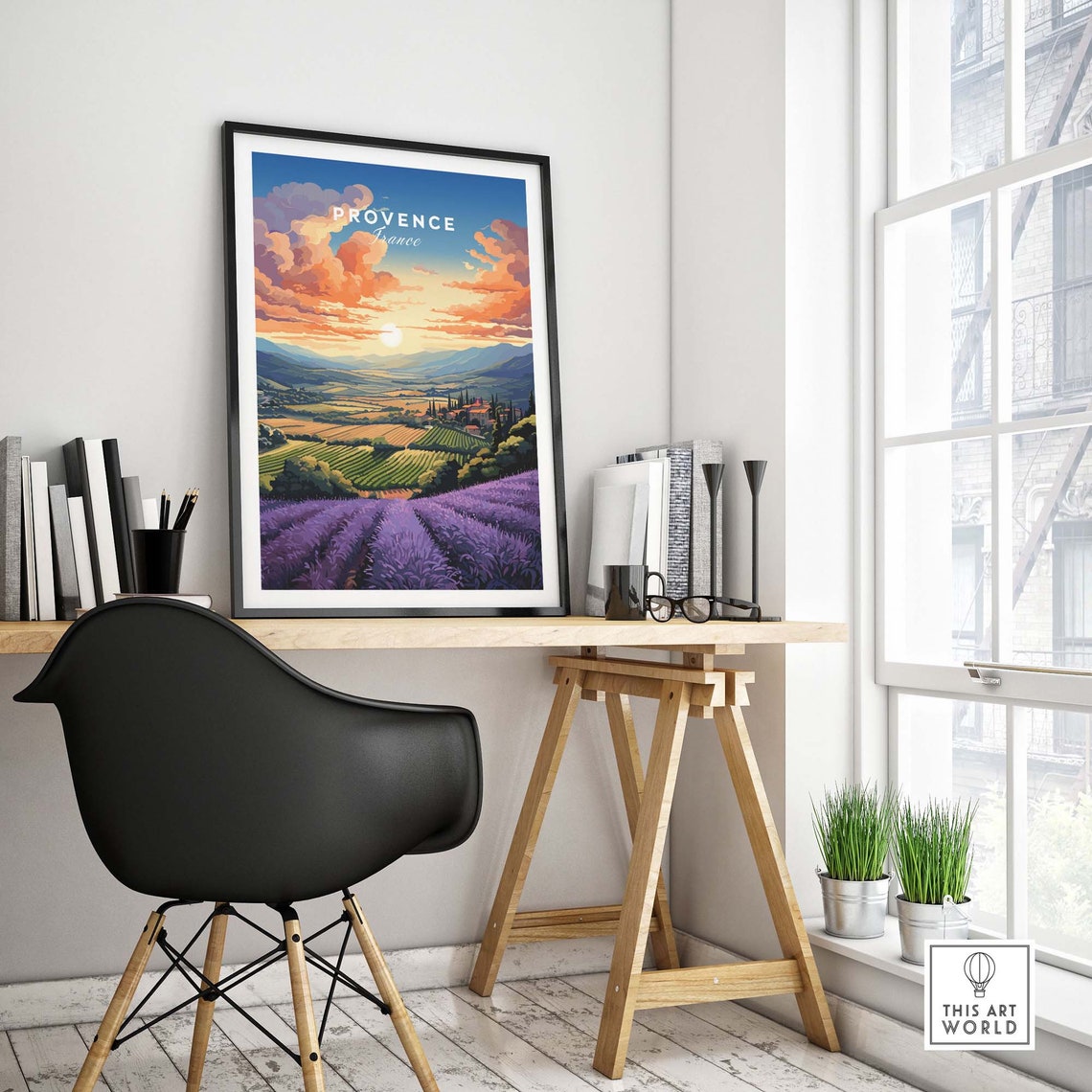 Provence France Lavender Fields Rolling Vineyard Sunset Poster - Image 4