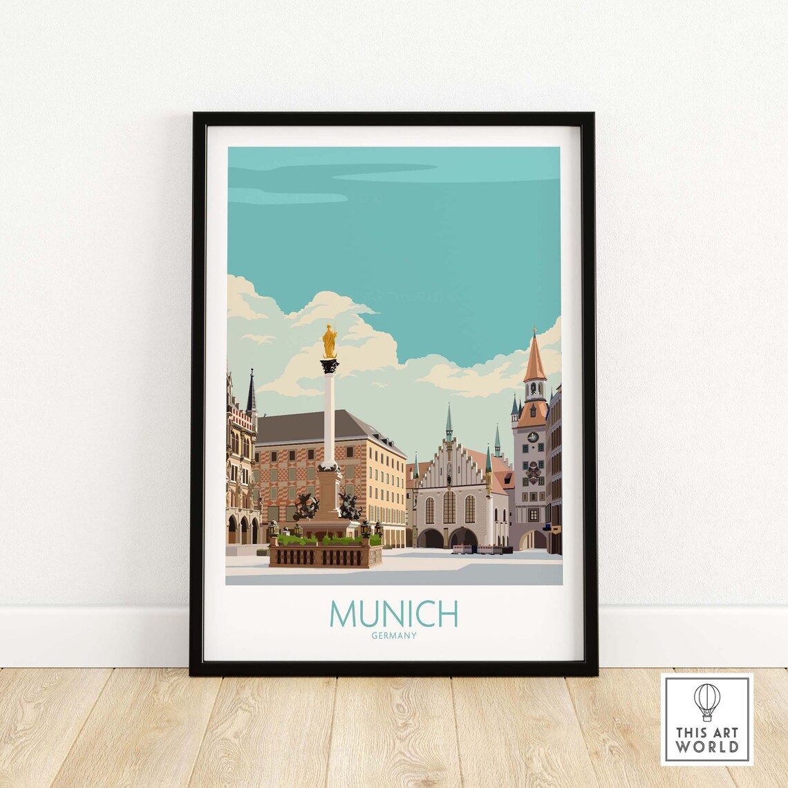 Munich German Travel Poster Print, Mnchen Wall Art