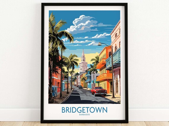 Bridgetown Barbados Wall Art Print Travel Poster Home Decor Artwork Gift Illustration For New Lover