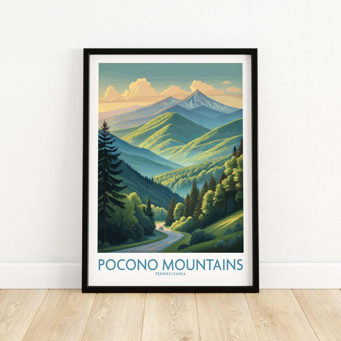 Pocono Mountains Pennsylvania Green Summer Valley Road Travel Poster