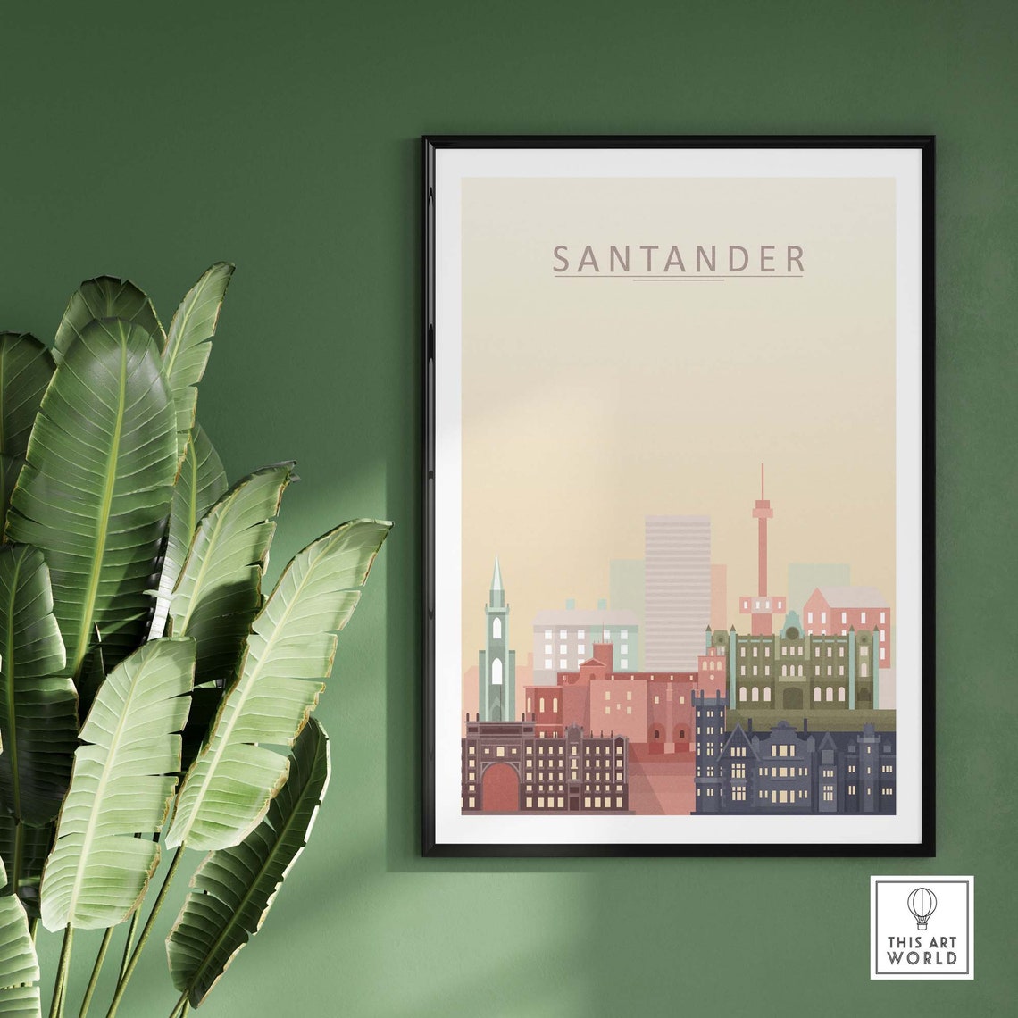 Santander Spain Minimal Skyline City Illustration Pastel Print - Image 2