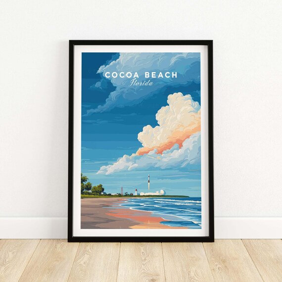 Cocoa Beach Florida Rocket Launch Space Coast Top Text Poster