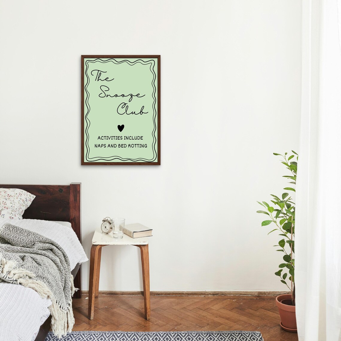 The Snooze Club Naps and Bed Rotting Funny Green Bedroom Poster - Image 4