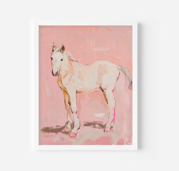 White Horse Minimalist Animal Poster, Elegant Decor