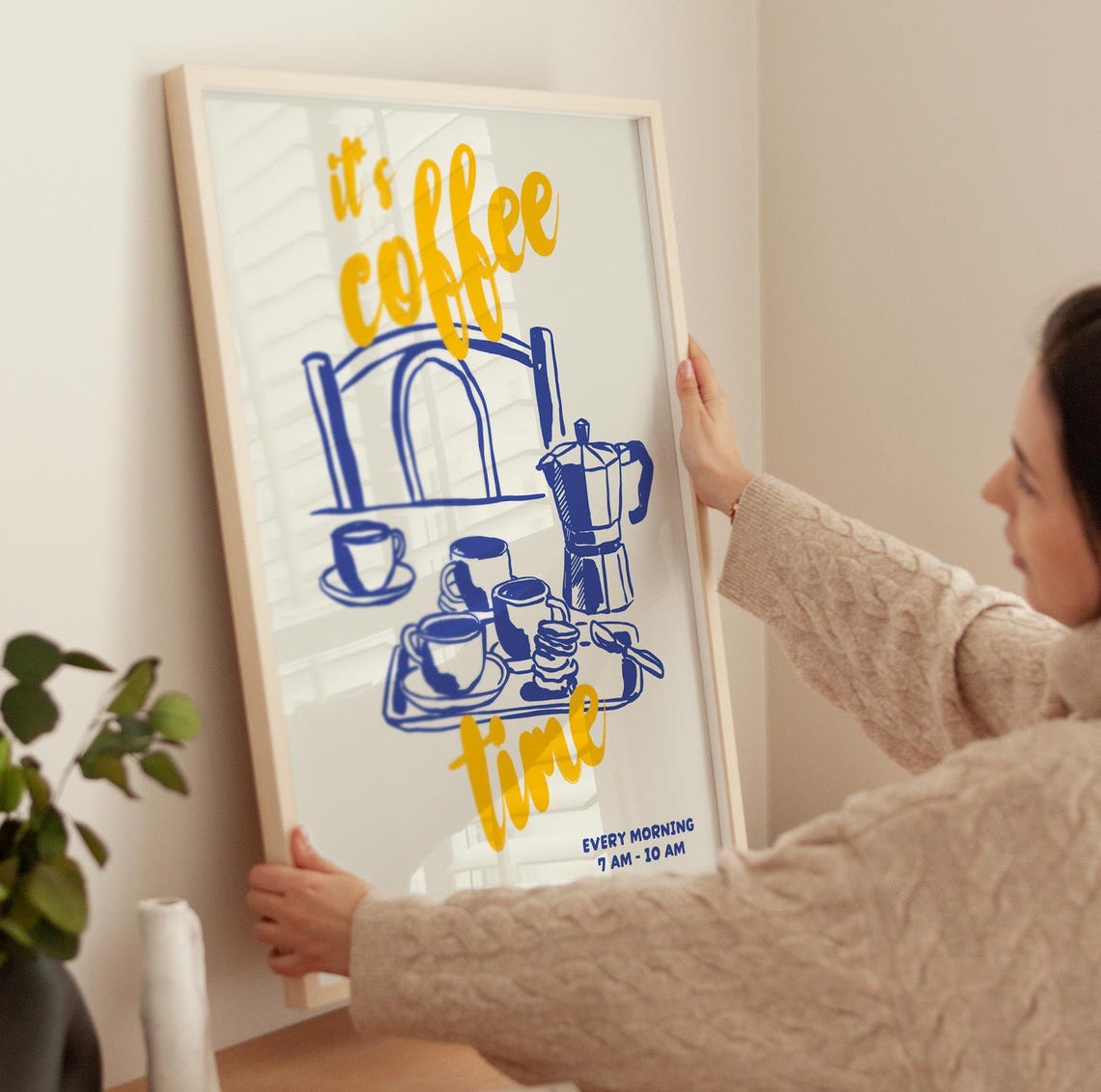Retro Coffee Poster Trendy Kitchen Decor Its Coffee Time Print Coffee Bar Poster Modern Kitchen Art Coffee Art Coffee Poster - Image 4
